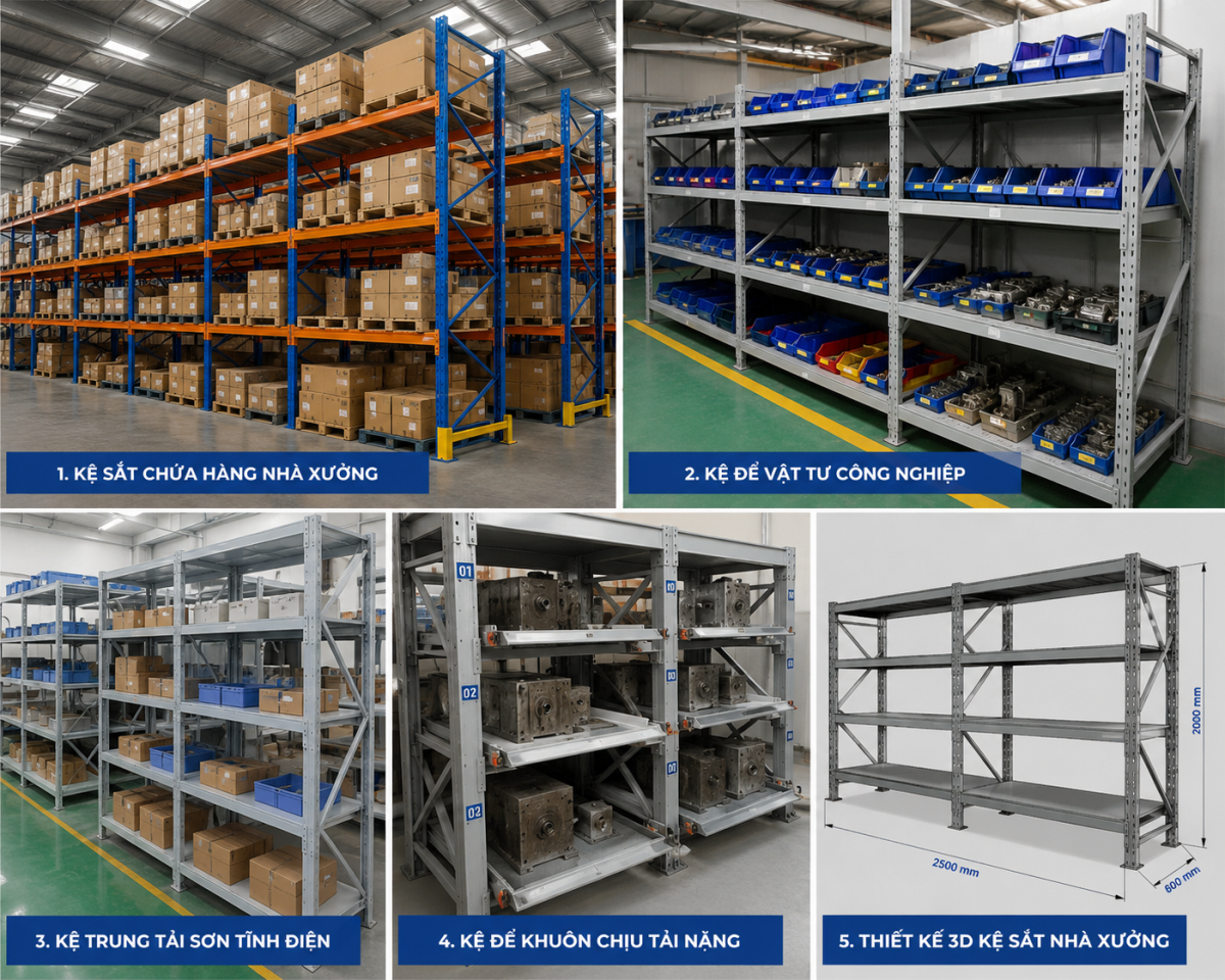 gia công kệ sắt nhà xưởng 1